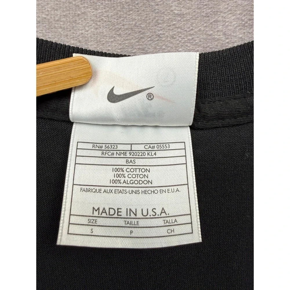 VTG Nike V-Neck Sleeveless Shirt Mens S Black Made in USA Swoosh Logo Gym 90s